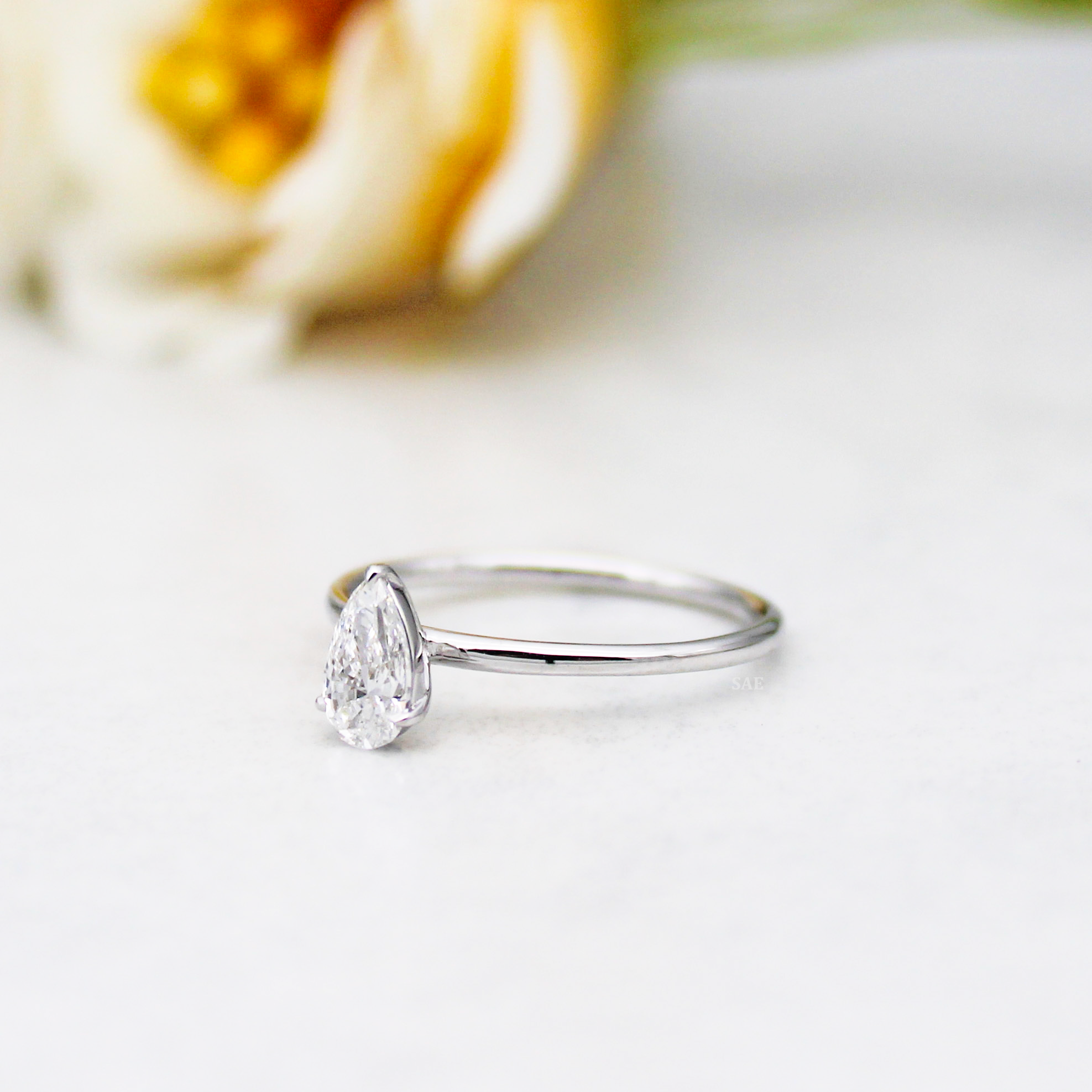 0.30 to 0.70 Carat Pear Lab Grown Diamond Solitaire Ring Stunning Pear Cut Diamond Ring Solid Gold Ring Engagement Ring Wedding Ring