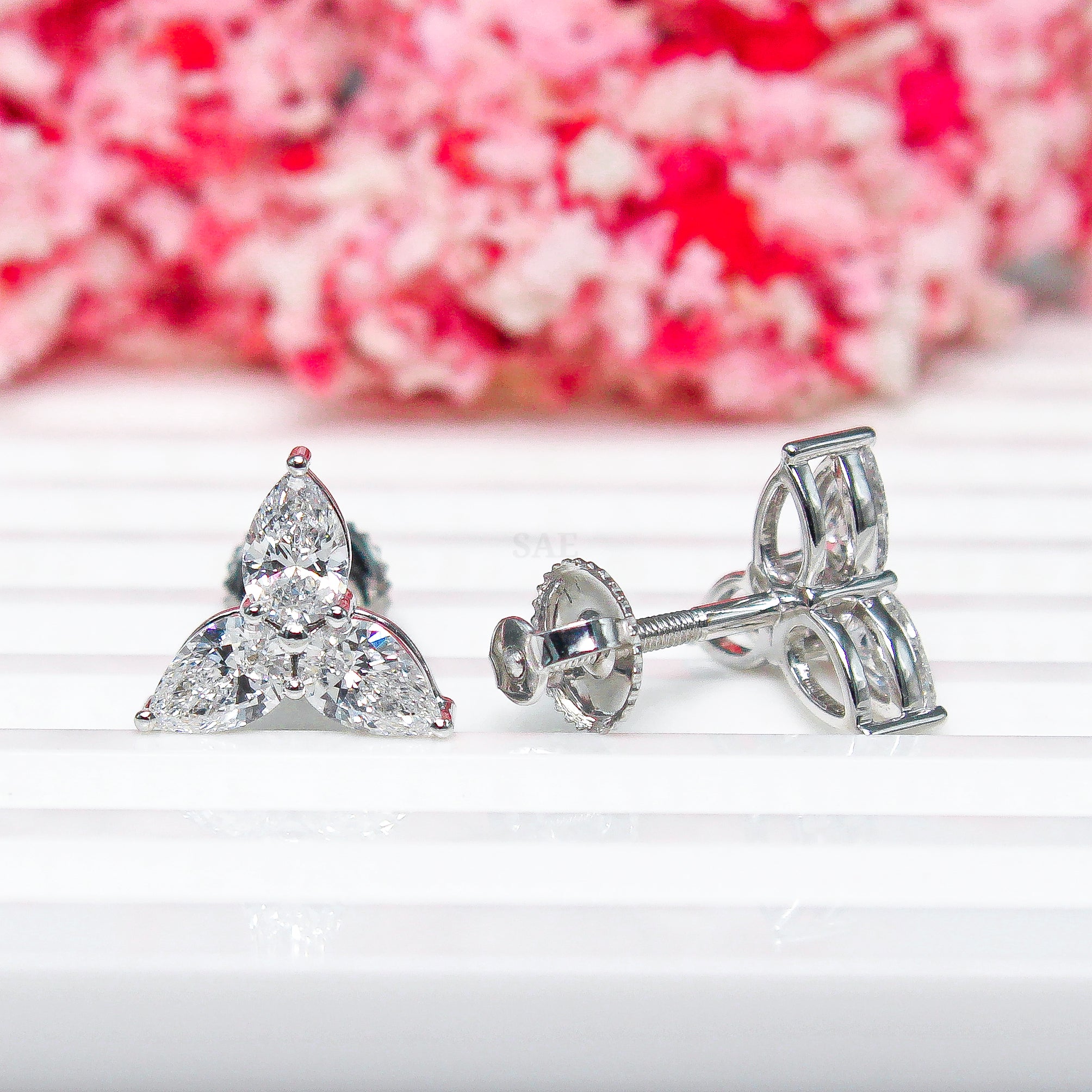 0.60 to 1.80 Total Carat Lab Grown Pear Diamond Earring Each Three Stone Pear Cut Diamond Earring Classic Pear Earring Minimalist Earring
