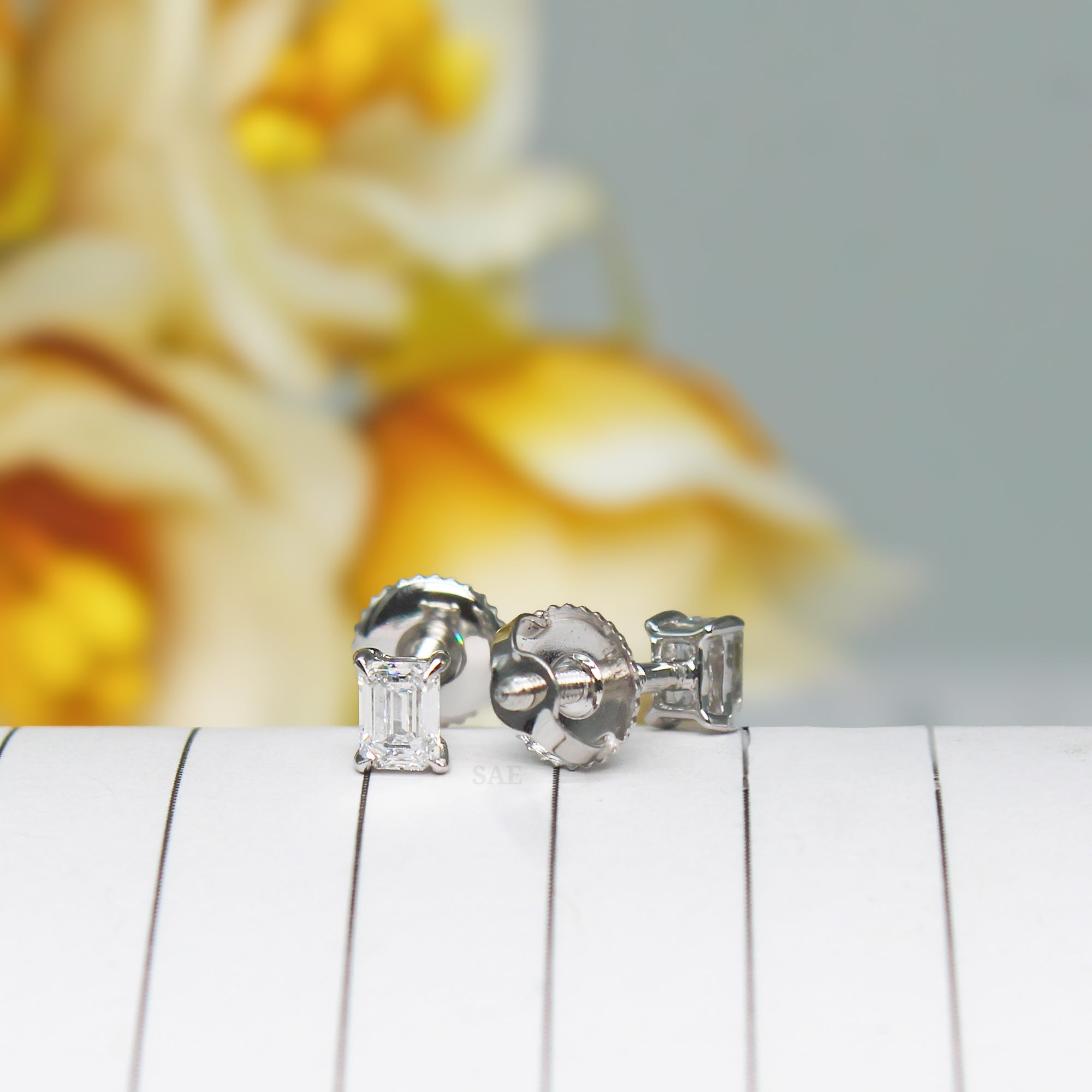 0.20 to 0.70 Ct Each Pcs Lab Grown Emerald Diamond Stud Earring Classic Emerald Earring Diamond Gold Stud Minimalist Stud Earring