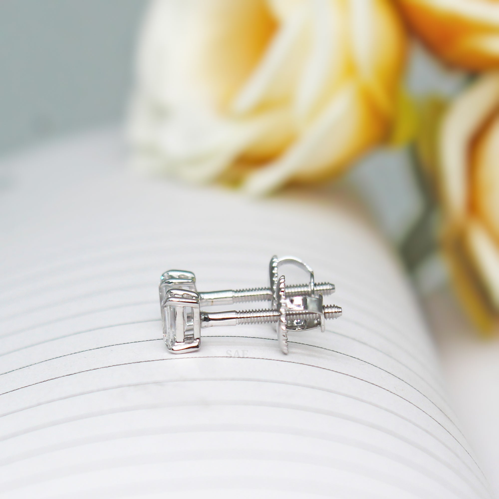 0.20 to 0.70 Ct Each Pcs Lab Grown Emerald Diamond Stud Earring Classic Emerald Earring Diamond Gold Stud Minimalist Stud Earring
