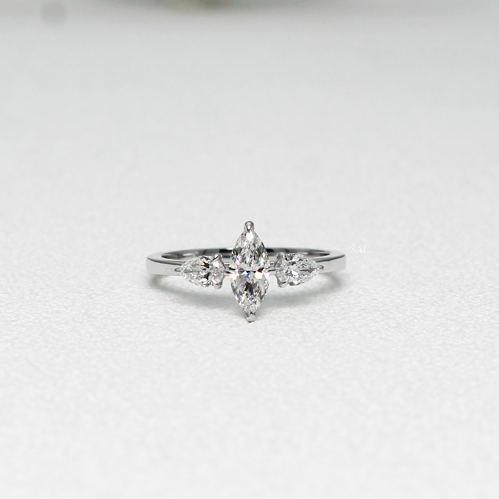 0.30 to 0.70 Carat Center Marquise and Side Pear Diamond Ring Marquise Shape Diamond Ring With Side Pear Diamonds Marquise Lab Grown Diamond