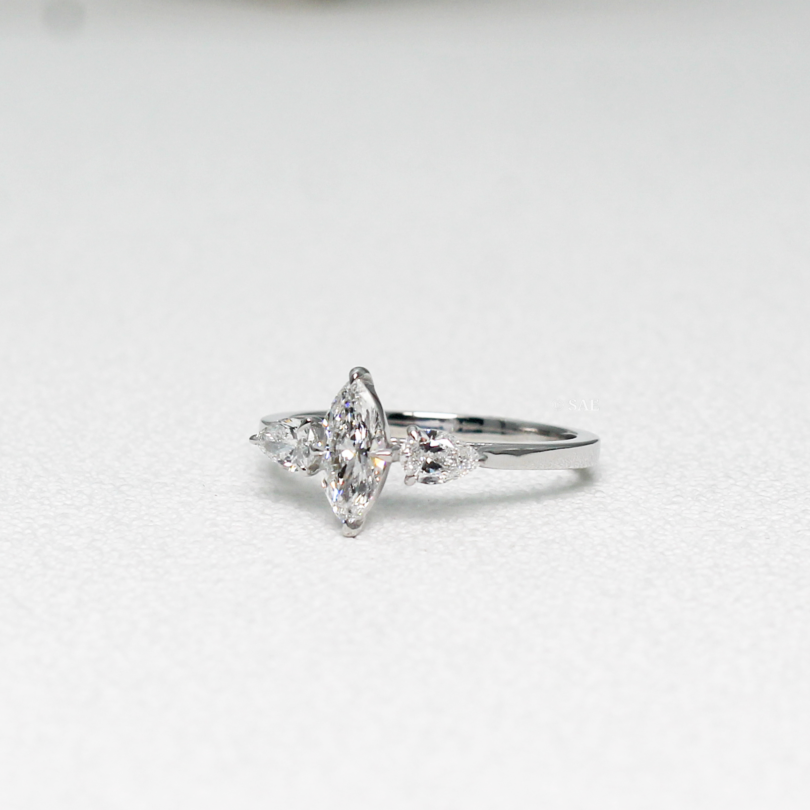 0.30 to 0.70 Carat Center Marquise and Side Pear Diamond Ring Marquise Shape Diamond Ring With Side Pear Diamonds Marquise Lab Grown Diamond