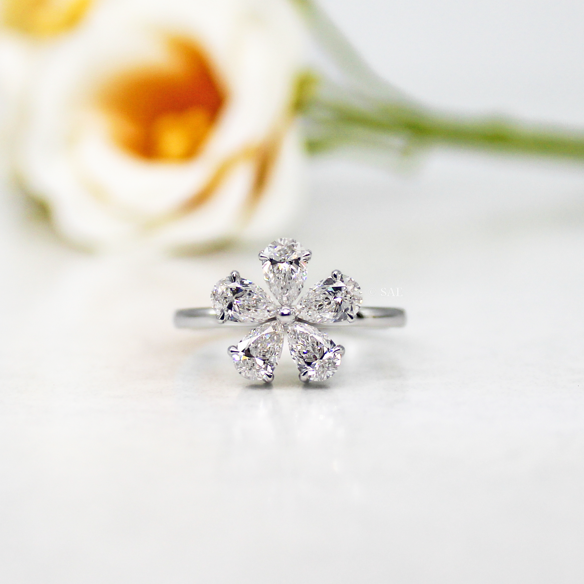 Pear Shape Diamond Ring
Flower shape Ring
Lab Grown Diamond Ring
Five Pear Shape Diamond Ring
Velentine Day Ring 
14k Gold Ring
Five Stone Flower Ring
Fancy Shape Diamond Ring
Gift for her
Engagement Ring
Wedding Ring
Diamond Ring
Diamond Jewelry