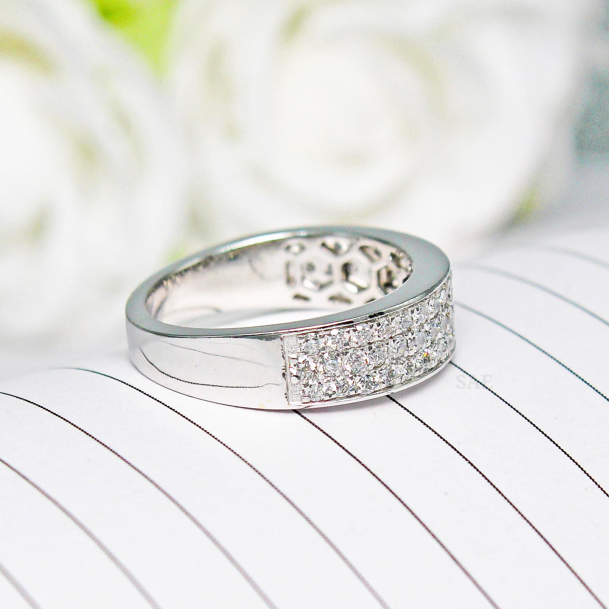 1.00 to 2.00 Total Carat Three Row Diamond Band Three Row Diamond Ring Lab Grown Diamond Eternity Band Wedding Band Ring Round Diamond Band